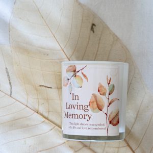 In Loving Memory Memorial Candle On Leaf