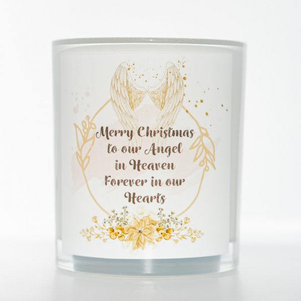 Angel Wings Christmas Memorial Candle White Background