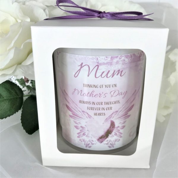 mothers day memorial candle angel wing and heart