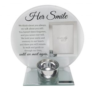 Her Smile Round Glass Verse Tealight Candle Holder